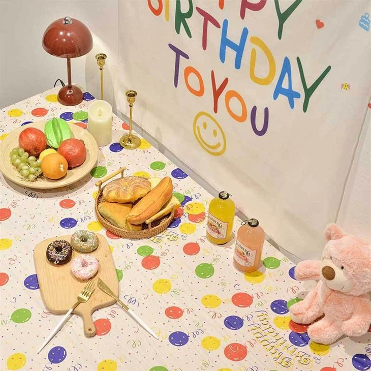 Balloon Party Tablecloth Peva Disposable Party Tablecloth Baby Birthday Decoration Disposable Party Tablecloth